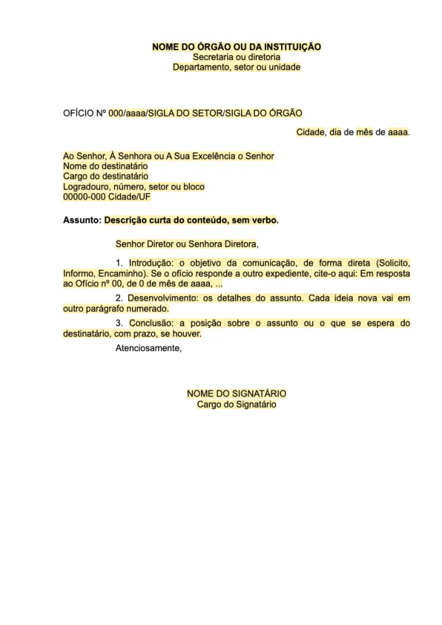 Prévia da página 1 do modelo Ofício