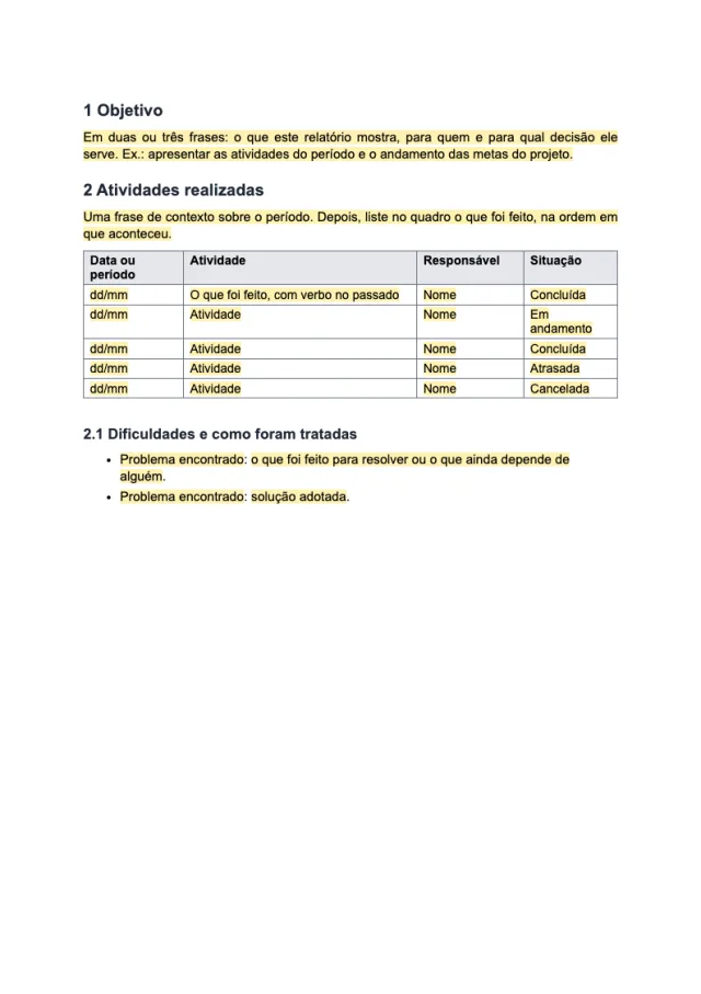 Prévia da página 2 do modelo Relatório simples
