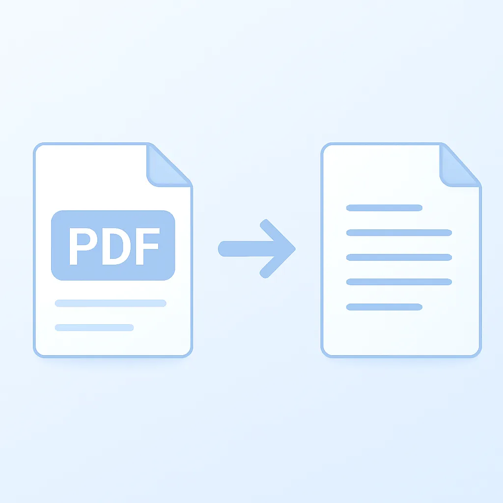 Arquivo PDF se transformando em documento de texto editável com seta de conversão